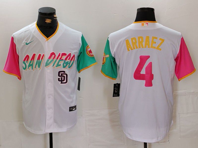 Men San Diego Padres #4 Arraez White City Edition Game Nike 2024 MLB Jersey style 2